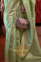 Heritage Sea Green Handloom Woven Banarasi Silk Saree