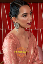 Heritage Peach Handloom Woven Banarasi Silk Saree
