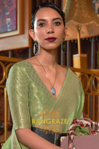 Classy Sea Green Woven Banarasi Textured Silk Saree