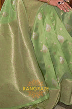 Classy Sea Green Woven Banarasi Textured Silk Saree