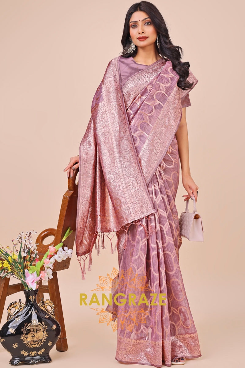 Mauve Orb Woven Banarasi Cotton Saree