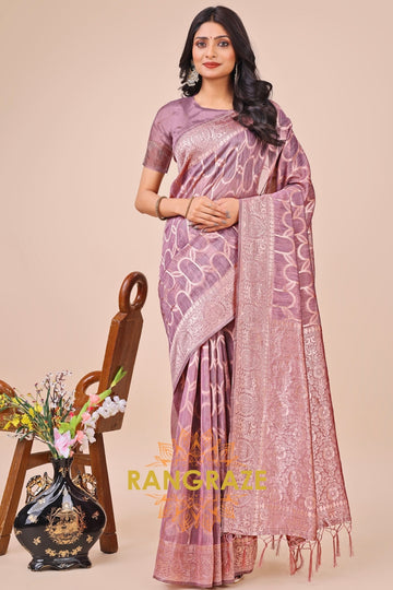 Mauve Orb Woven Banarasi Cotton Saree