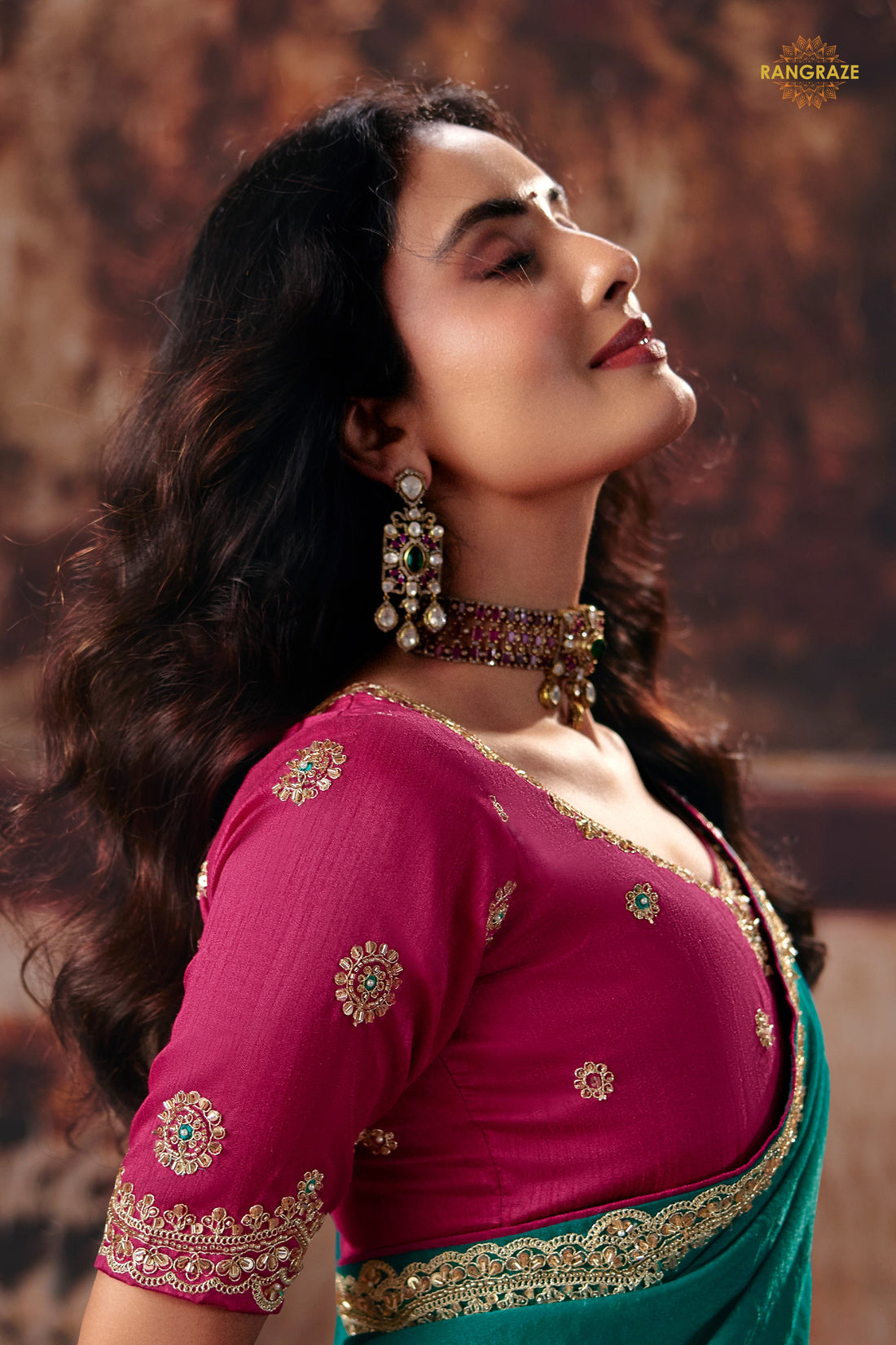 Teal Green Designer Silk Saree With Embroidered Blouse