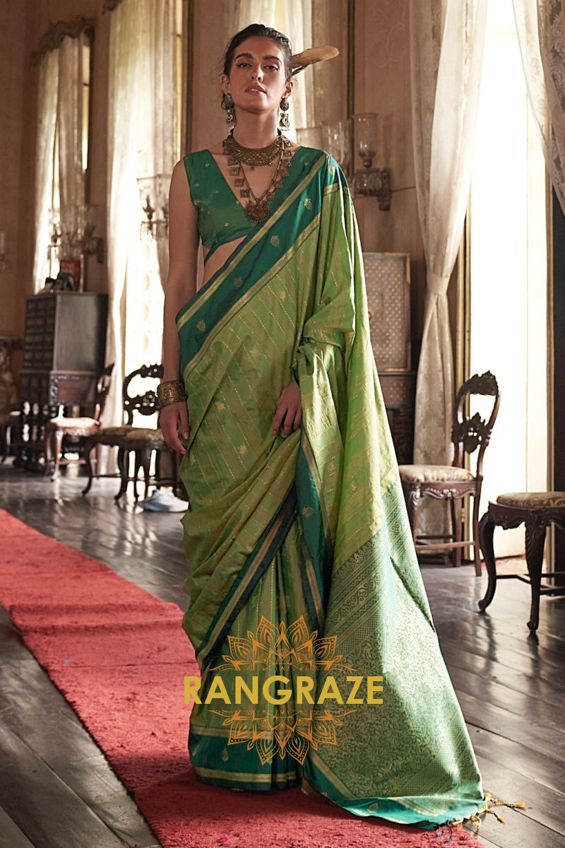 Verdant Majesty Tussar Saree