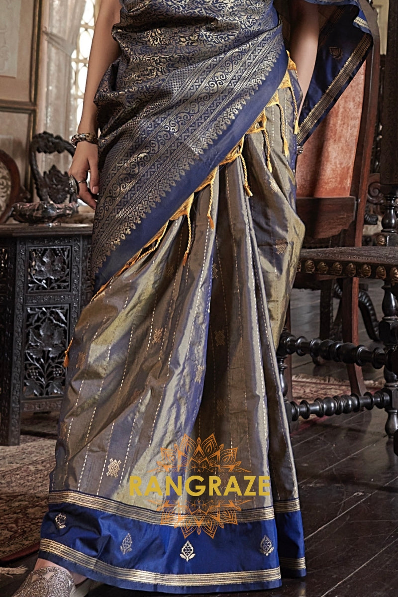 Imperial Indigo Tussar Saree