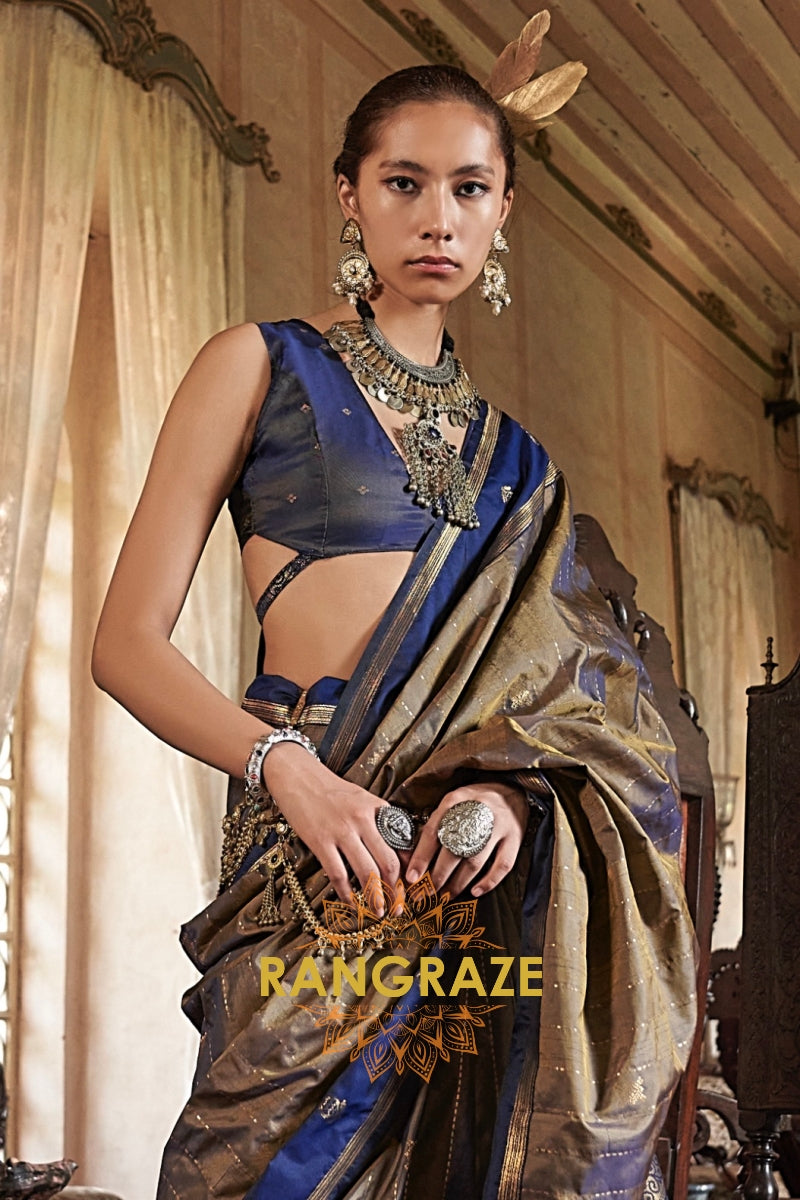 Imperial Indigo Tussar Saree