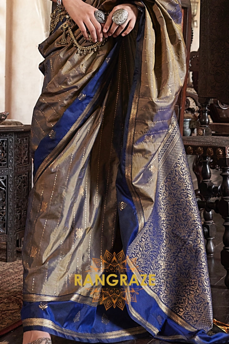 Imperial Indigo Tussar Saree