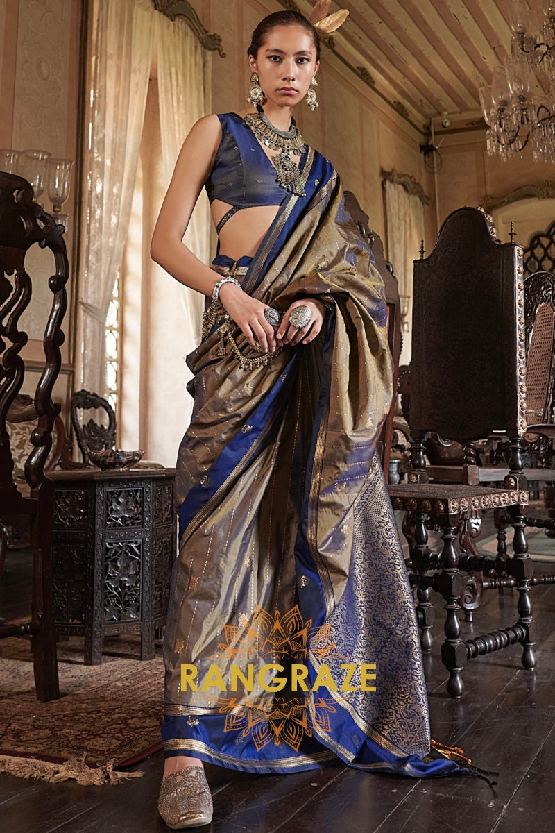 Imperial Indigo Tussar Saree