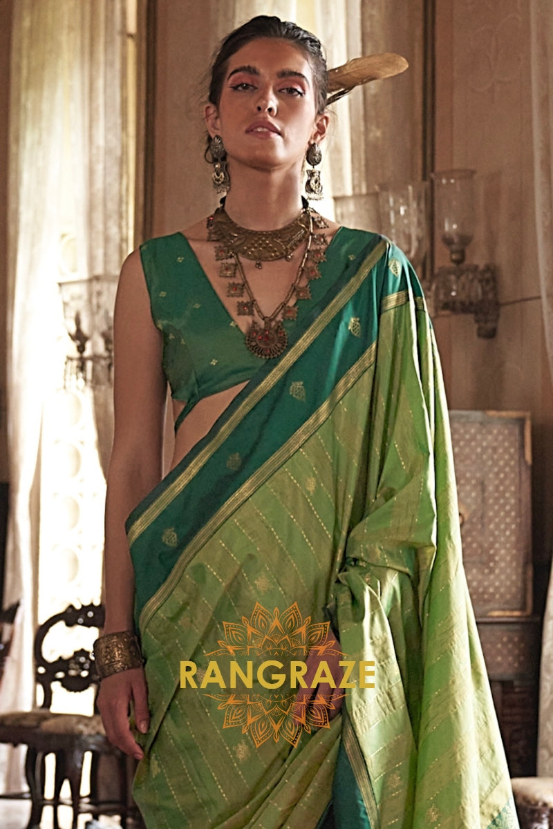 Verdant Majesty Tussar Saree