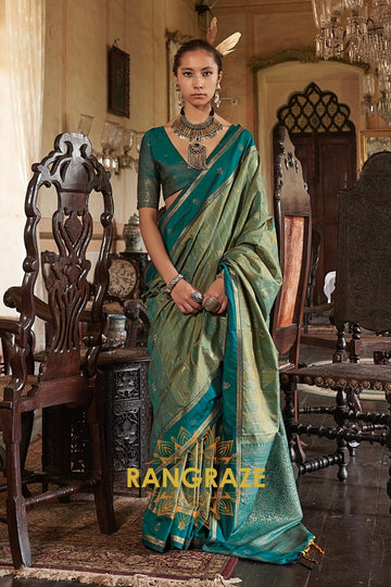 Teal Enigma Tussar Saree