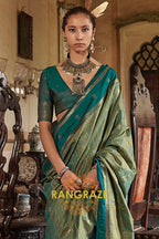 Teal Enigma Tussar Saree