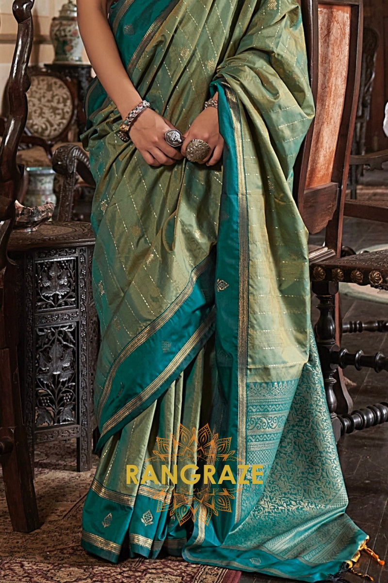 Teal Enigma Tussar Saree