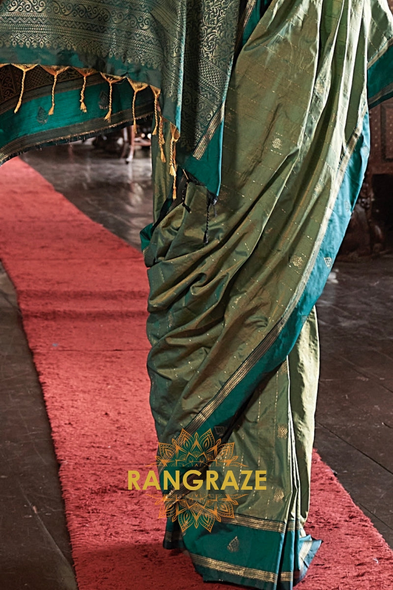 Teal Enigma Tussar Saree