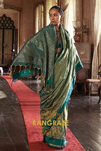 Teal Enigma Tussar Saree