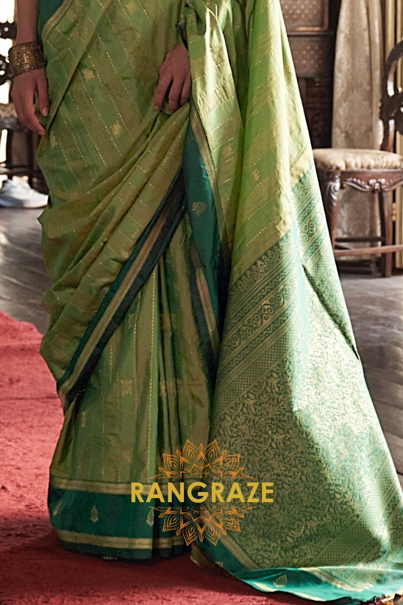 Verdant Majesty Tussar Saree