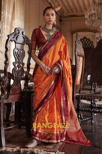 Radiant Ember Tussar Saree