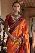 Radiant Ember Tussar Saree