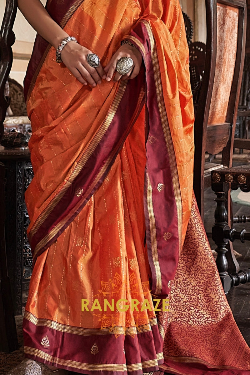 Radiant Ember Tussar Saree