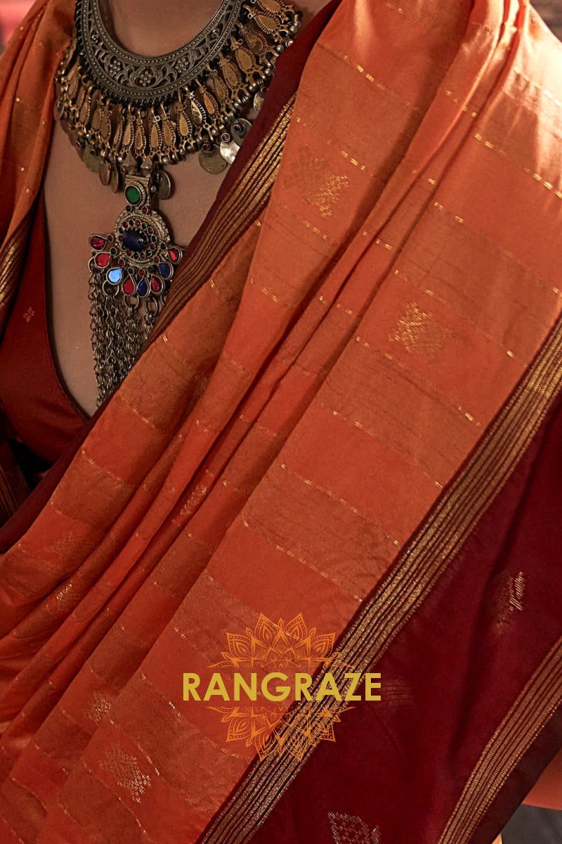 Radiant Ember Tussar Saree
