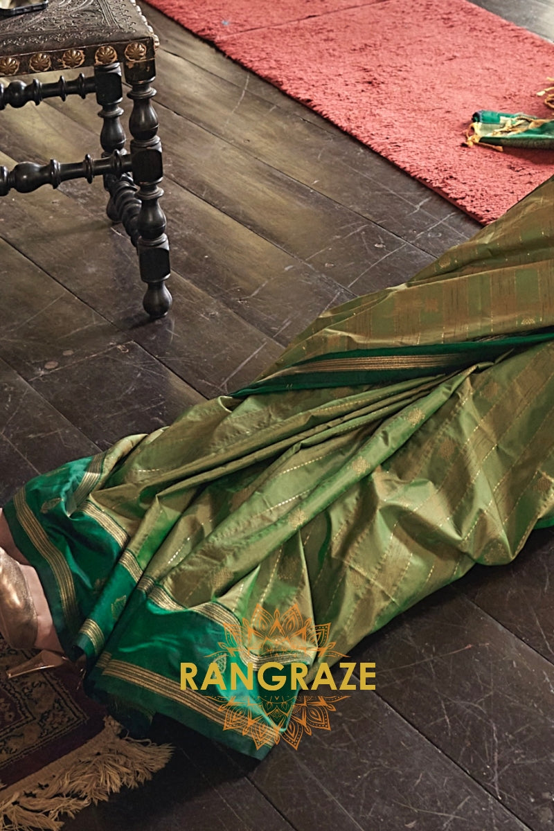 Verdant Majesty Tussar Saree