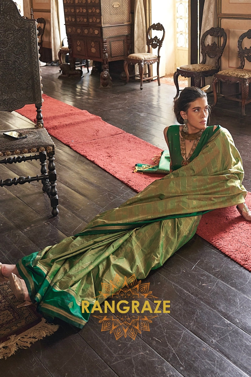Verdant Majesty Tussar Saree