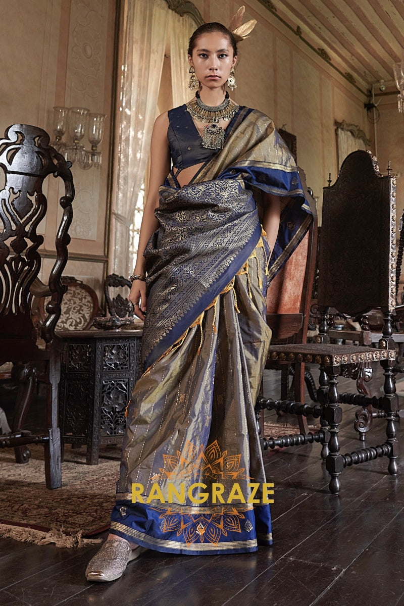Imperial Indigo Tussar Saree