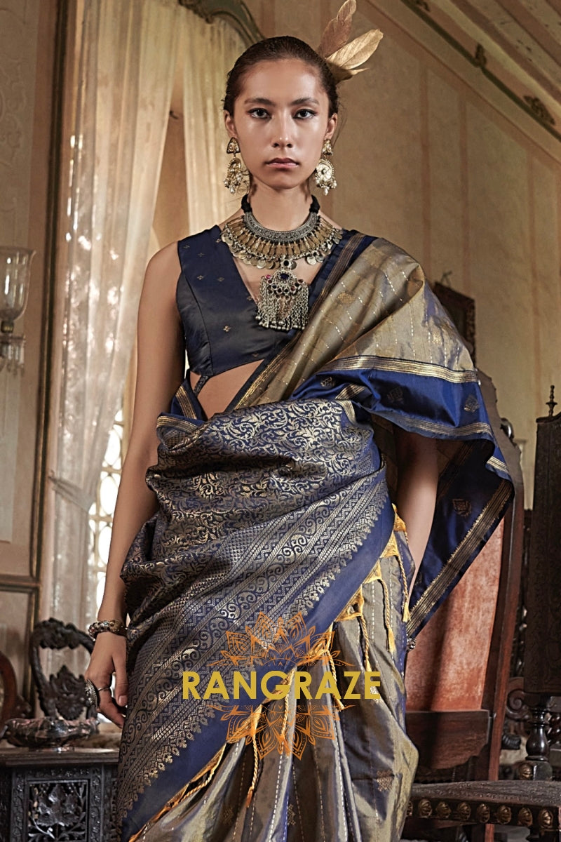 Imperial Indigo Tussar Saree