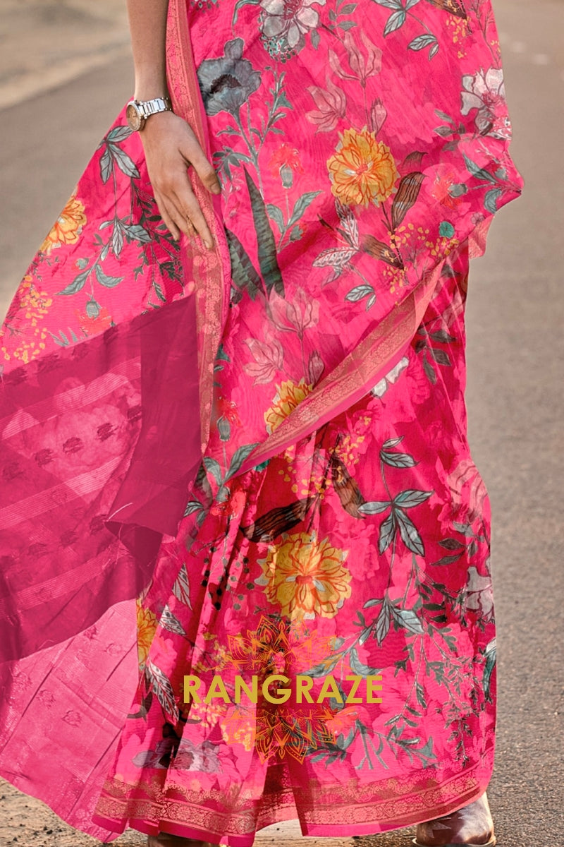 Persian Rose Pink Woven Tussar Silk Saree