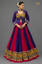Vibrant Dual-Tone Printed Lehenga Choli with Real Mirror Work