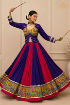 Vibrant Dual-Tone Printed Lehenga Choli with Real Mirror Work