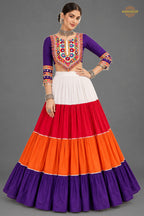Vibrant Multi-Color Frilled Lehenga Choli with Real Mirror Work