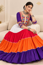 Vibrant Multi-Color Frilled Lehenga Choli with Real Mirror Work