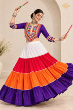 Vibrant Multi-Color Frilled Lehenga Choli with Real Mirror Work