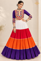 Vibrant Multi-Color Frilled Lehenga Choli with Real Mirror Work