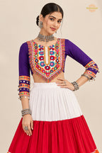 Vibrant Multi-Color Frilled Lehenga Choli with Real Mirror Work