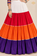Vibrant Multi-Color Frilled Lehenga Choli with Real Mirror Work