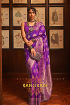 Lavender Purple Woven Banarasi Silk Saree