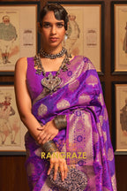 Lavender Purple Woven Banarasi Silk Saree