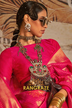 Red Golden Double Tone Weaving Banarasi Silk Saree