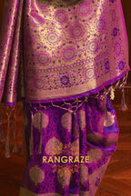 Lavender Purple Woven Banarasi Silk Saree