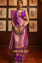 Lavender Purple Woven Banarasi Silk Saree