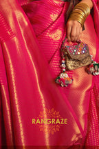 Red Golden Double Tone Weaving Banarasi Silk Saree