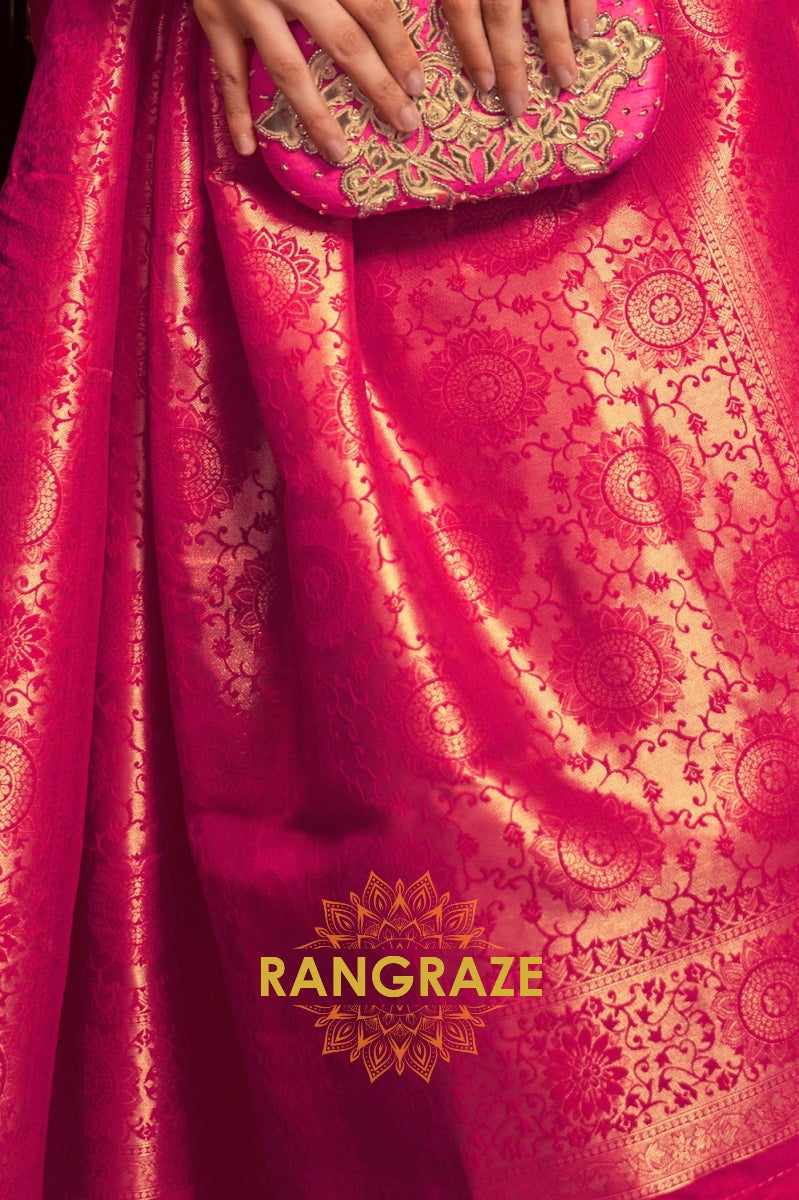 Crimson Red Woven Banarasi Silk Saree