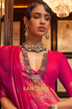 Crimson Red Woven Banarasi Silk Saree