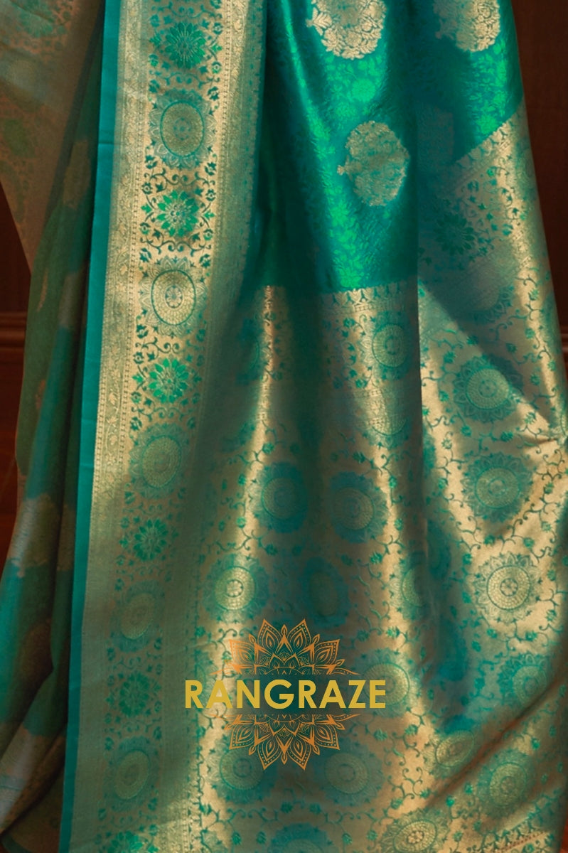 Sea Green Woven Banarasi Silk Saree