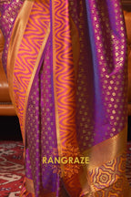 Purple Peach Woven Banarasi Silk Saree