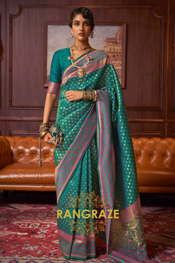 Green Purple Woven Banarasi Silk Saree