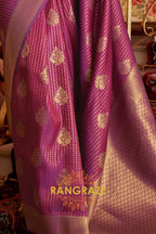 Purple Golden Double Tone Weaving Banarasi Silk Saree