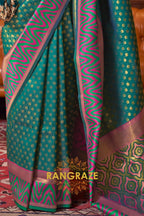Green Purple Woven Banarasi Silk Saree