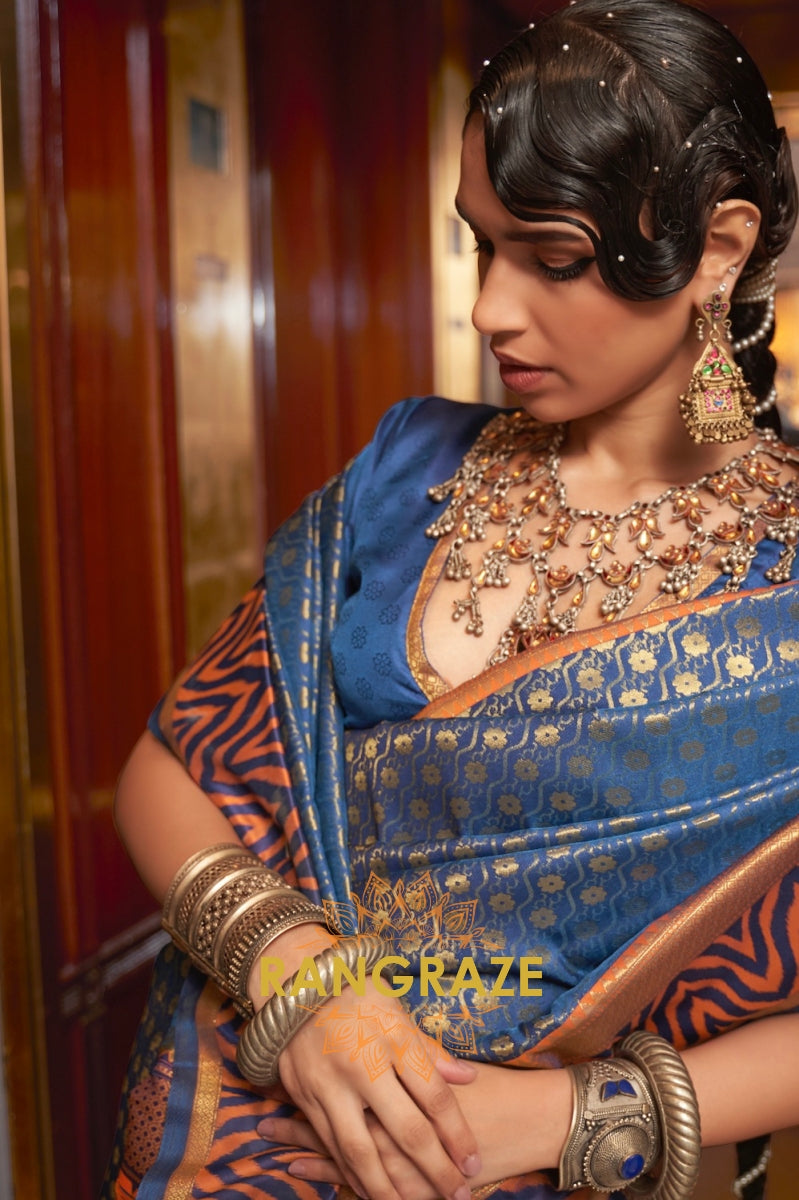 Royal Blue Woven Banarasi Silk Saree